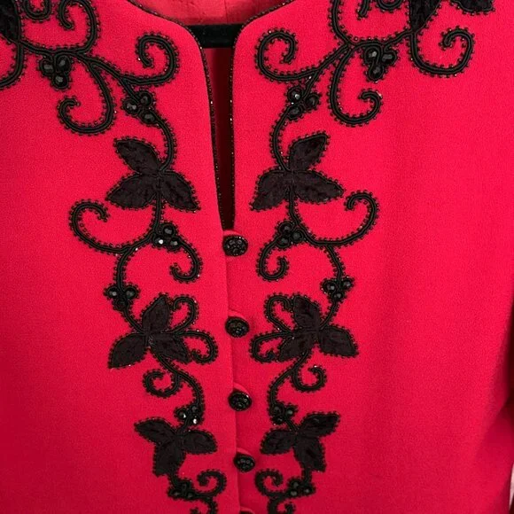 Albert Nipon Evening Red Embellished Jacket – Size 6 - FREE SHIPPING! - Picture 2 of 7